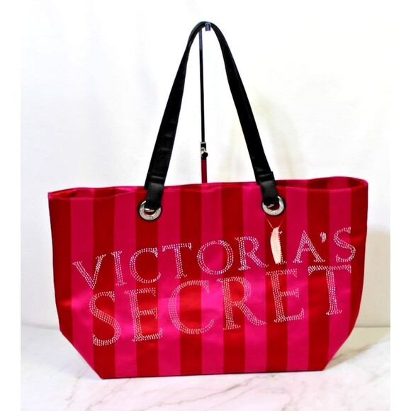 Victoria Secret Bling Lettering Large Pink Tote Bag New with Tag - Picture 1 of 11